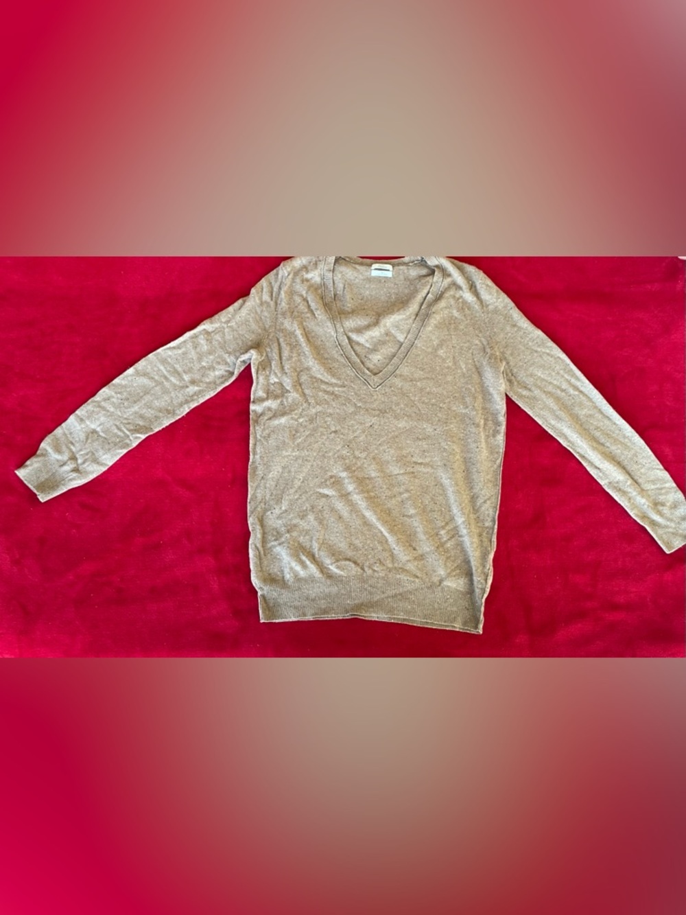 Wallace Men's V-Neck Long Sleeve Light Brown 29% Lambs Wool Pullover Sweater S